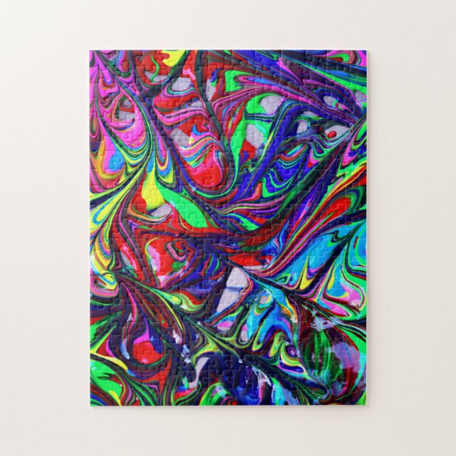 Abstract Artistic Rainbow Paint Swirl Pattern Jigsaw Puzzle (Vertical)