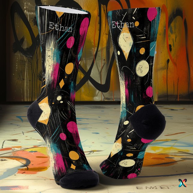 Abstract Artistic Socks in Pink, Yellow, and Teal  (Creator Uploaded)