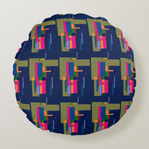 Abstract Artwork Composition Round Pillow