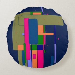 Abstract Artwork Composition Round Pillow