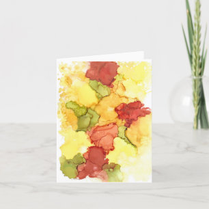 Abstract artwork in alcohol ink bold colours thank you card