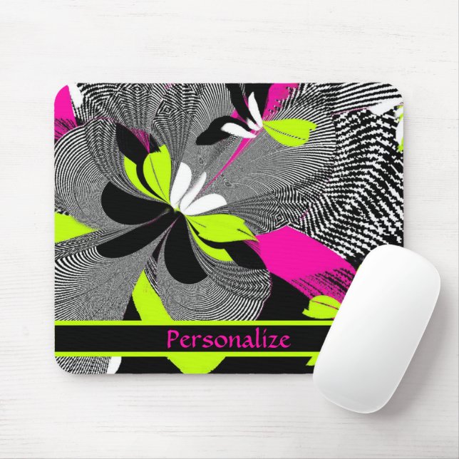Abstract Artwork Purple Black Lime Personalize Mouse Pad (With Mouse)