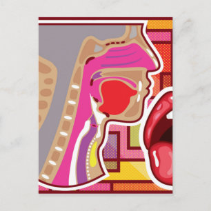 Abstract Artwork Throat n Nose diagram Postcard