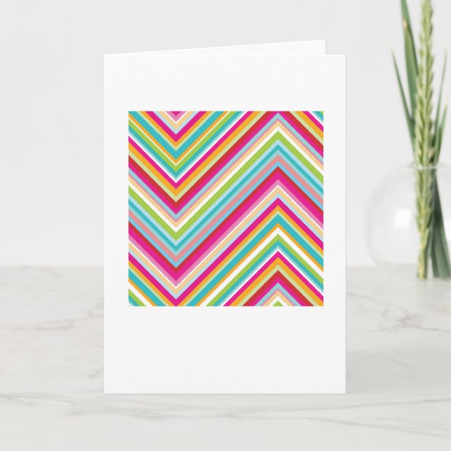 Abstract Arty Greetings Card - Colourful Zig Zags (Front)