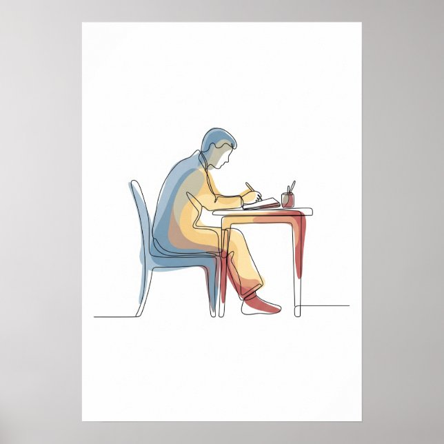 Abstract Author One Line Art Continuous Poster (Front)