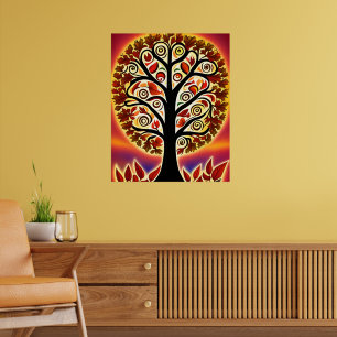 Abstract Autumn Harvest Tree Poster