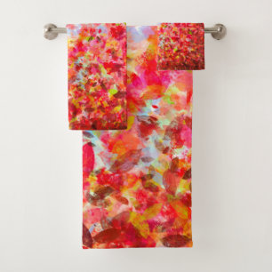 - Abstract autumn leaves and sky Bath Towel Set