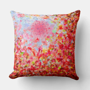 Abstract autumn leaves and sky throw pillow