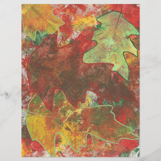 Abstract Autumn Oak Leaves Scrapbook Paper (Front)