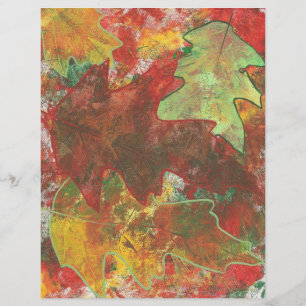 Abstract Autumn Oak Leaves Scrapbook Paper