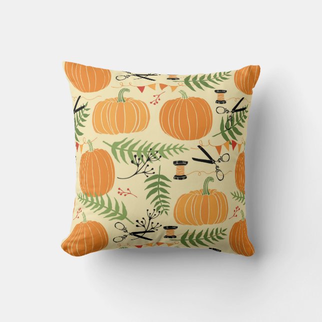 Abstract Autumn Patterns Throw Pillow (Front)