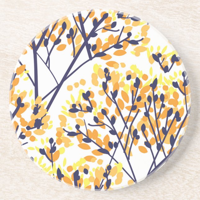 Abstract Autumn Tree Modern Pattern Coaster (Front)