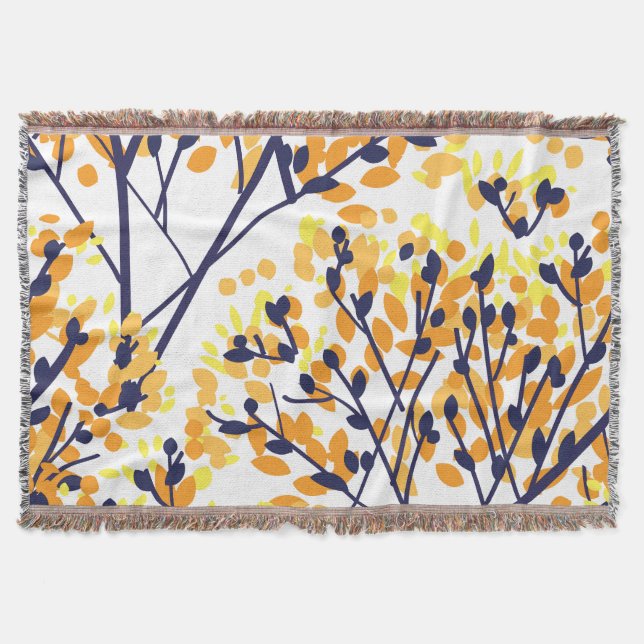 Abstract Autumn Tree Modern Pattern Throw Blanket (Front)