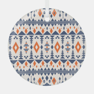 Abstract Aztec geometric, seamless pattern. Glass Ornament