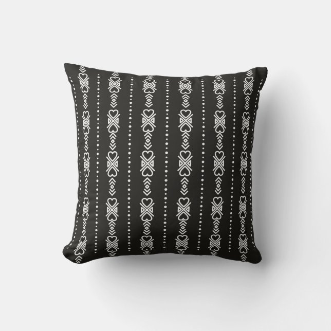 Abstract aztec heart texture throw pillow (Front)