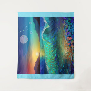 Abstract Azure Seascape Tapestry