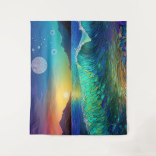 Abstract Azure Seascape Tapestry