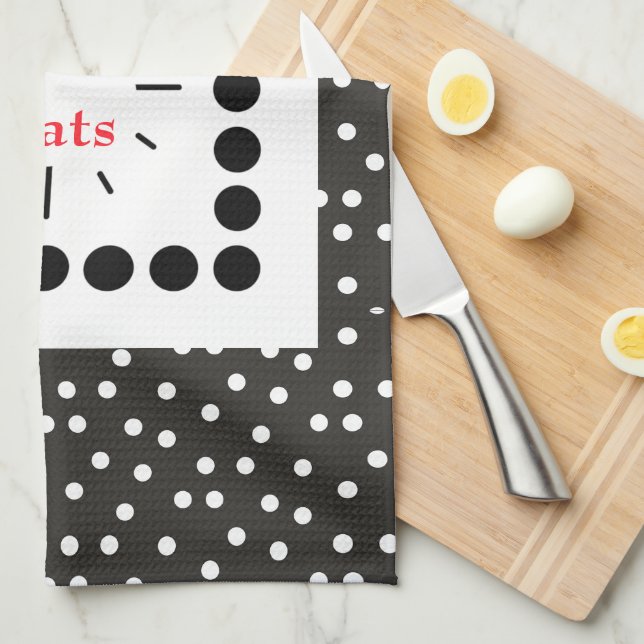 Abstract B&W Polka Dots Clock Good Eats Kitchen To Towel (Quarter Fold)