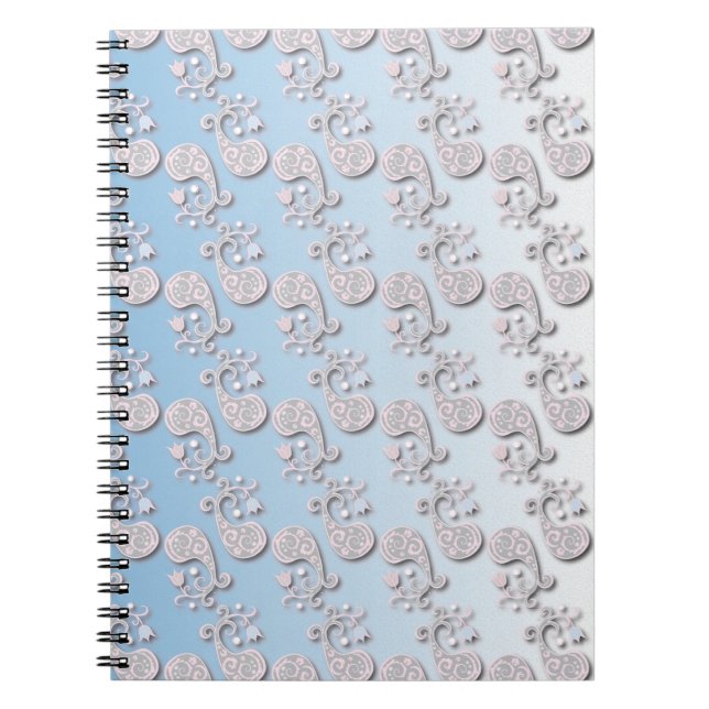 Abstract Baby blue and Pink Pastel Floral Notebook (Front)