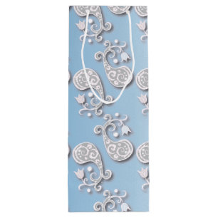 Abstract Baby blue and Pink Pastel Floral Wine Gift Bag