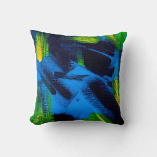 Abstract background. Acrylic black, yellow, blue,  Throw Pillow