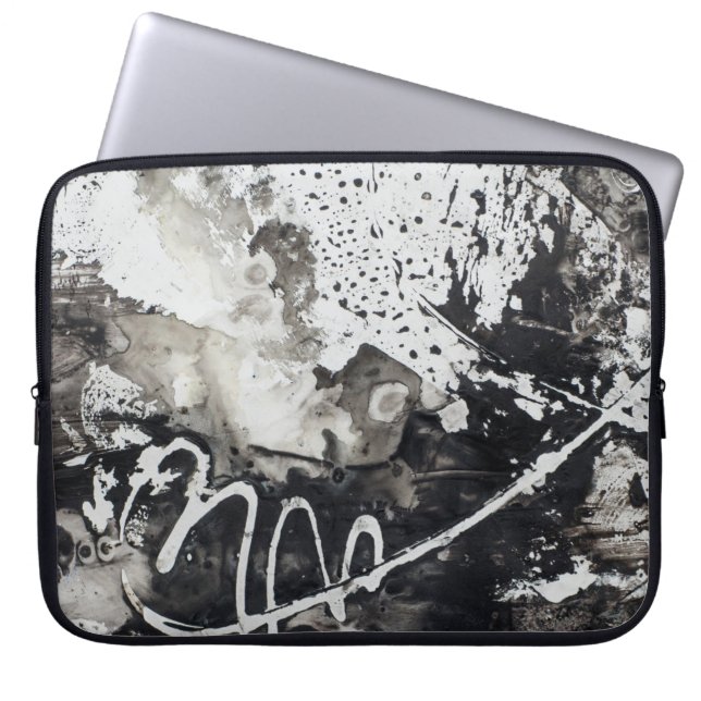 Abstract background black and white laptop sleeve (Front)