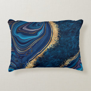 abstract background blue marble agate granite mosa accent pillow