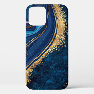 abstract background blue marble agate granite mosa iPhone 12 case