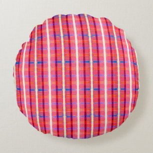 abstract background, colorful intersecting striped round pillow