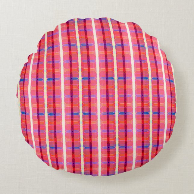 abstract background, colorful intersecting striped round pillow (Front)