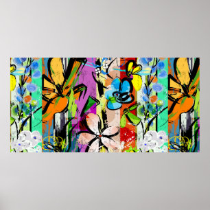 abstract background composition with flowers, with poster