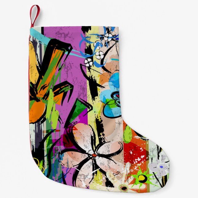abstract background composition with flowers, with small christmas stocking (Front)