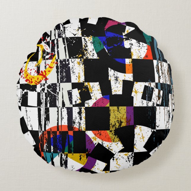 abstract background composition, with strokes, spl round pillow (Front)