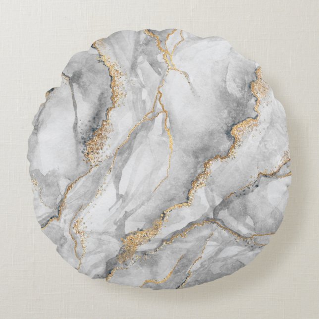 abstract background, creative texture of white mar round pillow (Front)