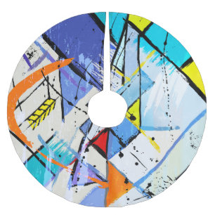 Abstract background, geometric lines, splashes. brushed polyester tree skirt