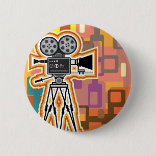 Abstract Background Movie Projector Film camera 2 Inch Round Button