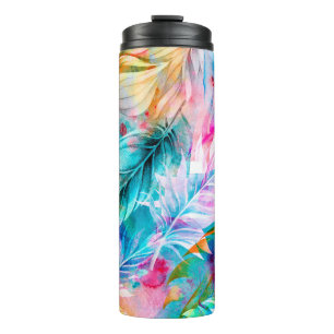 Abstract background of watercolor stains and blots thermal tumbler