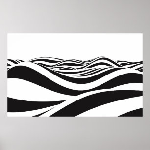 Abstract background of waves. 3D optical illusion- Poster