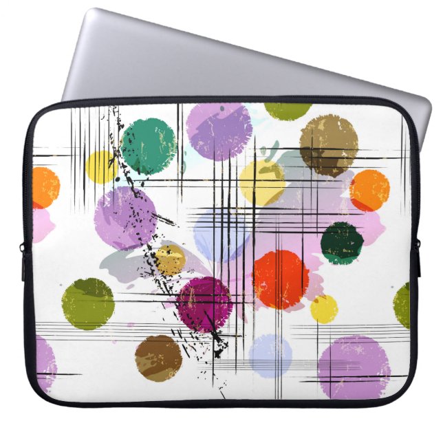 abstract background pattern, with circles, lines,  laptop sleeve (Front)