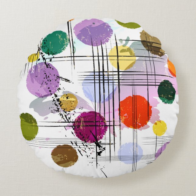 abstract background pattern, with circles, lines,  round pillow (Front)