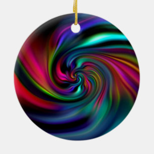 Abstract Background Spirals Soft I Ceramic Ornament