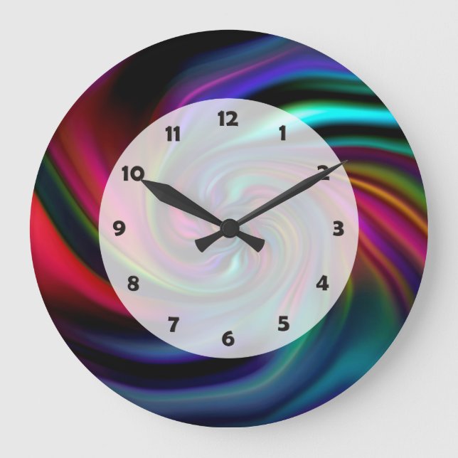 Abstract Background Spirals Soft I Large Clock (Front)