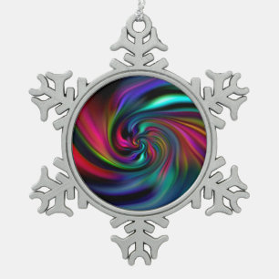 Abstract Background Spirals Soft I Snowflake Pewter Christmas Ornament