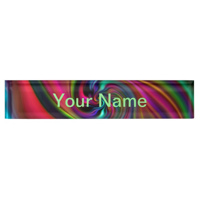 Abstract Background Spirals Soft I + your text Nameplate (Front)