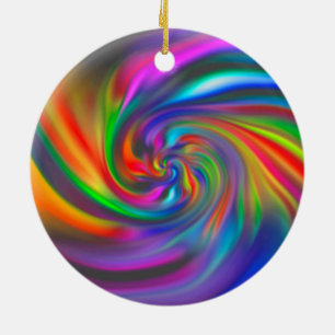 Abstract Background Spirals Soft II Ceramic Ornament