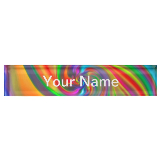 Abstract Background Spirals Soft II + your text Nameplate (Front)