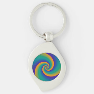 Abstract Background Spirals soft V Keychain