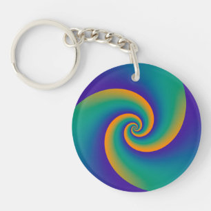 Abstract Background Spirals soft V Keychain