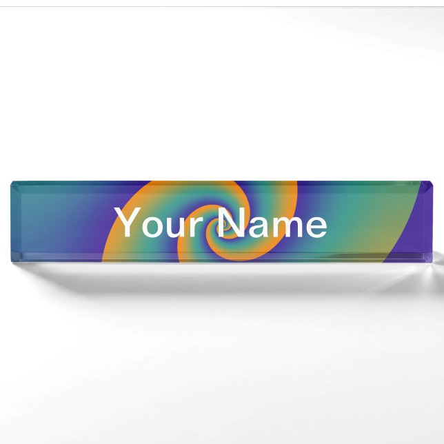 Abstract Background Spirals soft V + your text Nameplate (Front)