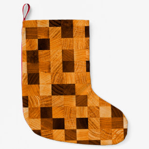 Abstract background texture of wood from the end s small christmas stocking